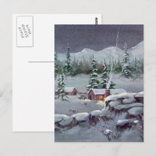 WINTER LOG CABIN DOOR SHARON SHARPE BRIEFKAART (Voorkant / Achterkant)