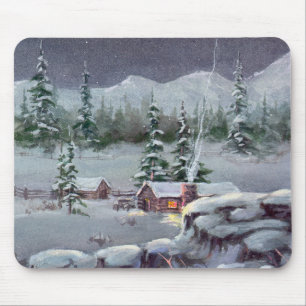 WINTER LOG CABIN DOOR SHARON SHARPE MUISMAT