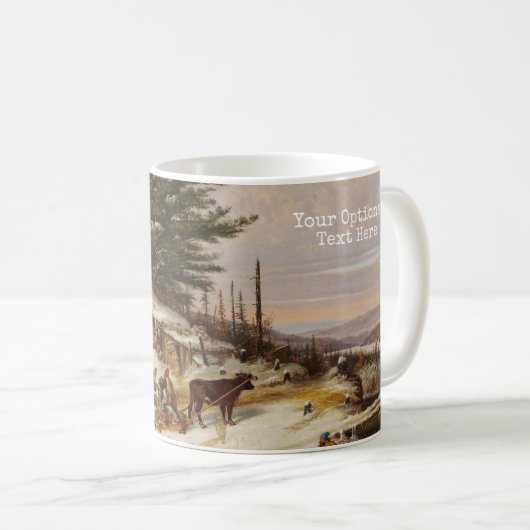 Winter Log House aangepaste tekstkunst mok (Voorkant rechts)