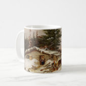 Winter Log House aangepaste tekstkunst mok (Voorkant links)