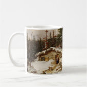 Winter Log House aangepaste tekstkunst mok (Links)