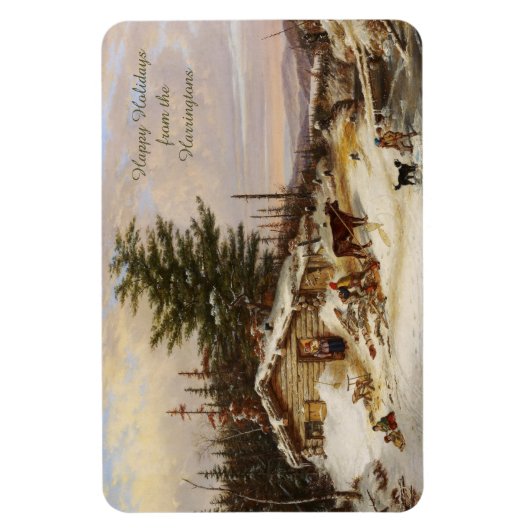 Winter Log House Art aangepaste tekstmagneet Magneet (Verticaal)