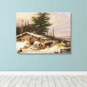 Winter Log House art canvas Afdruk (Insitu (Houten vloer))
