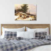 Winter Log House art canvas Afdruk (Insitu (Slaapkamer))