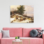 Winter Log House art canvas Afdruk (Insitu (Woonkamer))