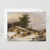 Winter Log House briefkaart (Voorkant / Achterkant)