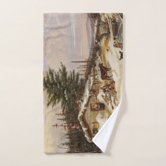 Winter Log House kunst handdoek (Handdoek)