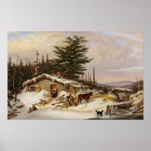 Winter Log House poster (Voorkant)
