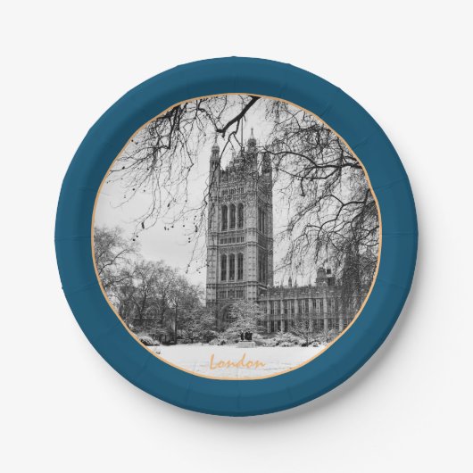 Winter Londen en Westminster Palace/ bord (Voorkant)