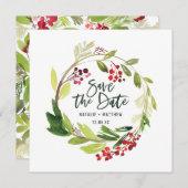 Winter loof kaart om de datum te reserveren (Voorkant / Achterkant)