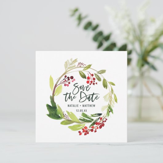 Winter loof kaart om de datum te reserveren (Staand voorkant)