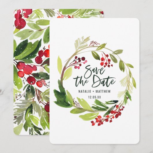 Winter loof kaart om de datum te reserveren (Voorkant / Achterkant)