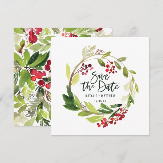 Winter loof save the date kaart (Voorkant / Achterkant)