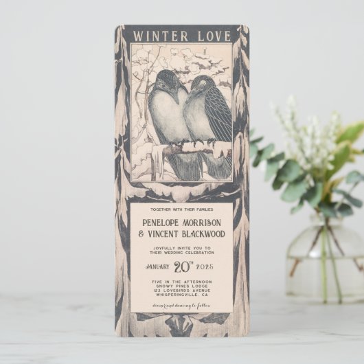 Winter Love Bird - Huwelijk Kaart (Staand voorkant)