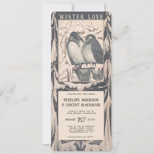 Winter Love Bird - Huwelijk Kaart (Voorkant)