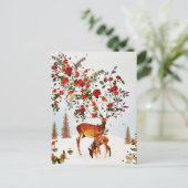 Winter Love Bird kerstboom Waterverf Aankondigingskaart (Staand voorkant)