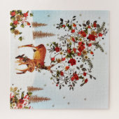 Winter Love Bird kerstboom Waterverf Legpuzzel (Horizontaal)