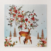 Winter Love Bird kerstboom Waterverf Legpuzzel (Verticaal)