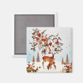 Winter Love Bird kerstboom Waterverf Magneet (Voorkant / Achterkant)