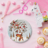 Winter Love Bird kerstboom Waterverf Papieren Bordje (Feest)