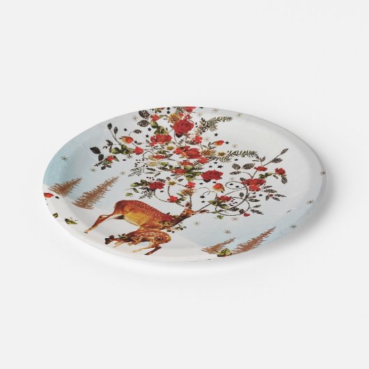 Winter Love Bird kerstboom Waterverf Papieren Bordje (Gekanteld)