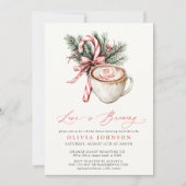 Winter Love Brewing Red Bow Vrijgezellenfeest Kaart (Voorkant)