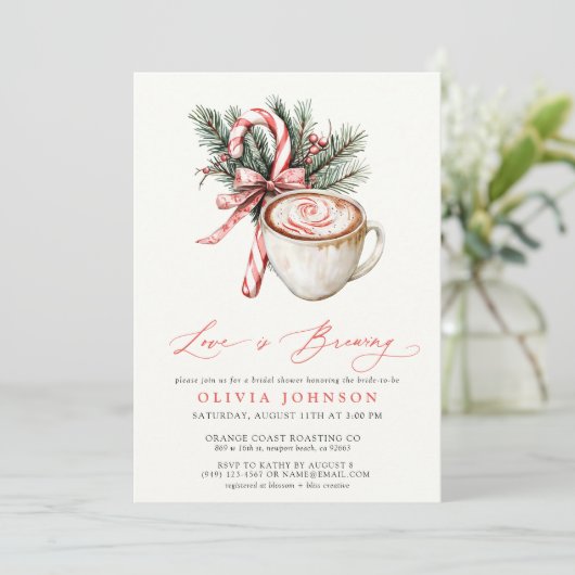 Winter Love Brewing Red Bow Vrijgezellenfeest Kaart (Staand voorkant)