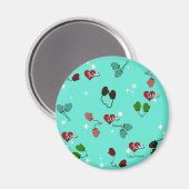 Winter Love Mittens en Snowflake Pattern Magneet (Voorkant / Achterkant)
