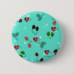 Winter Love Mittens en Snowflake Pattern Ronde Button 5,7 Cm