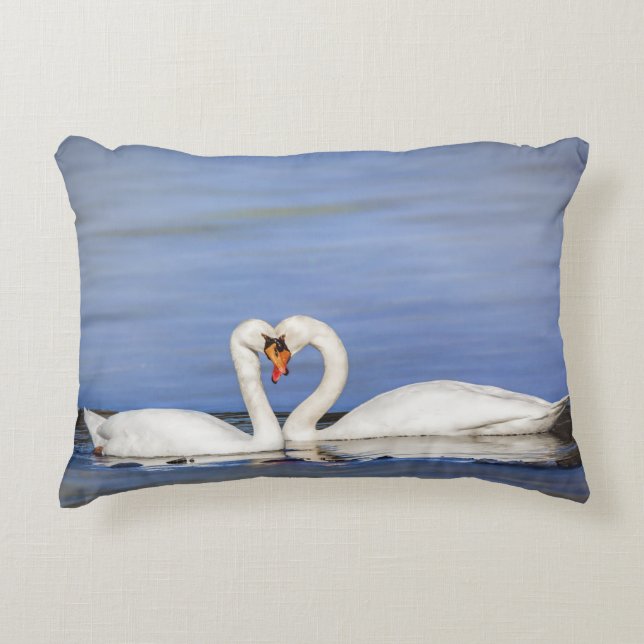 Winter Love Swan Pillow Accent Kussen (Voorkant)