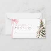 Winter Luier Raffle Kaart Roze Bow Notitiekaartje (Voorkant)
