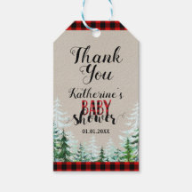 Winter Lumberjack Baby shower Dank u Labels