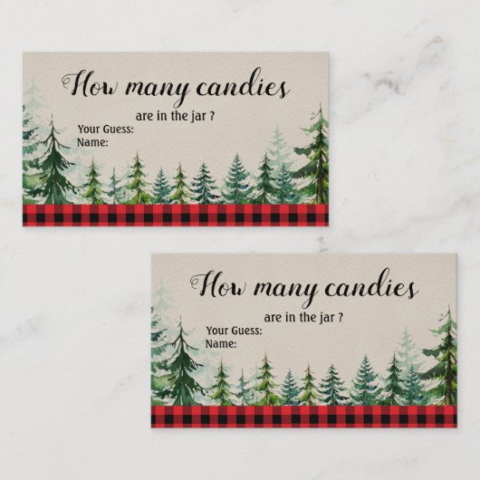 Winter Lumberjack Baby shower Hoeveel Snoepjes Informatiekaartje (Voorkant / Achterkant)