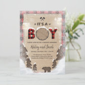 Winter Lumberjack Baby shower Rustische jongen Pse Kaart (Staand voorkant)