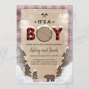 Winter Lumberjack Baby shower Rustische jongen Pse Kaart