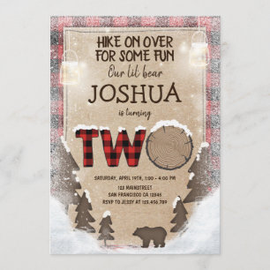 Winter Lumberjack Birthday Invitation Woodland Kaart