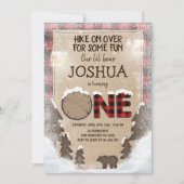 Winter Lumberjack Birthday Invitation Woodland Kaart (Voorkant)