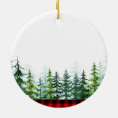 Winter Lumberjack Pine Tree in liefhebbend geheuge Keramisch Ornament (Achterkant)