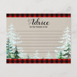 Winter Lumberjack Trees Baby shower Advice Card Informatiekaartje
