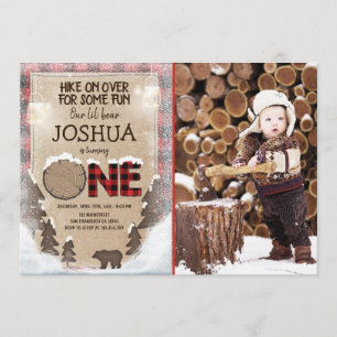 Winter Lumberjack Verjaardag Uitnodiging Woodland