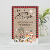 Winter Lumberjack Woodland Animals Baby shower Kaart (Staand voorkant)