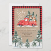 Winter Lumberjack Woodland Animals Baby shower Kaart (Voorkant)