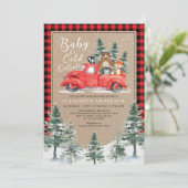 Winter Lumberjack Woodland Animals Baby shower Kaart (Staand voorkant)