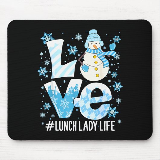 Winter Lunchdame Kerstman Lunchdame Sneeuw Kerst Muismat (Voorkant)