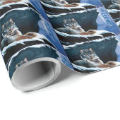 Winter Lynx Mountain Cadeaupapier (Rol Hoek)