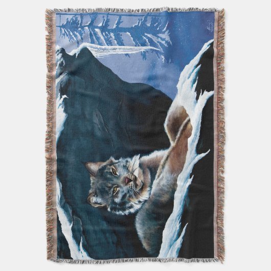 Winter Lynx Mountain Deken (Voorkant Verticaal)