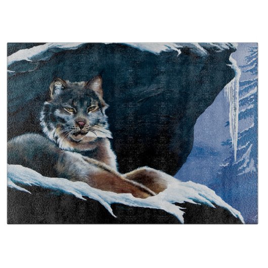 Winter Lynx Mountain Snijplank (Voorkant)