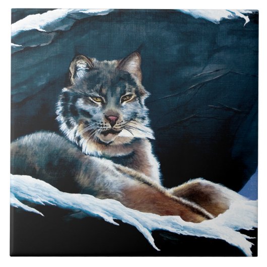 Winter Lynx Mountain Tegeltje (Voorkant)