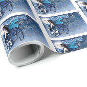 Winter maan fee blauw cadeaupapier (Rol Hoek)