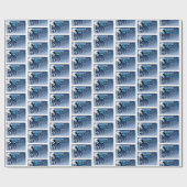 Winter maan fee blauw cadeaupapier (Vlak)